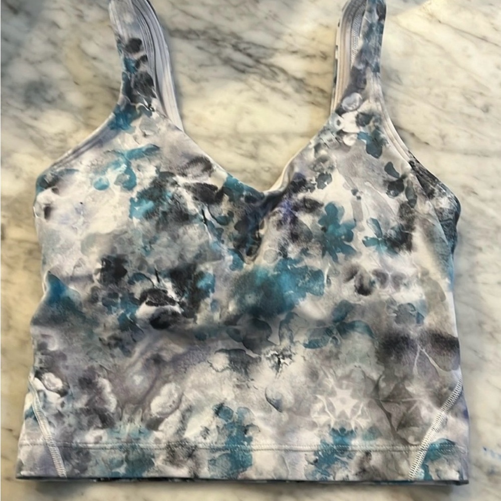 Lululemon align crop blue watercolor Print size 0 Women's Top